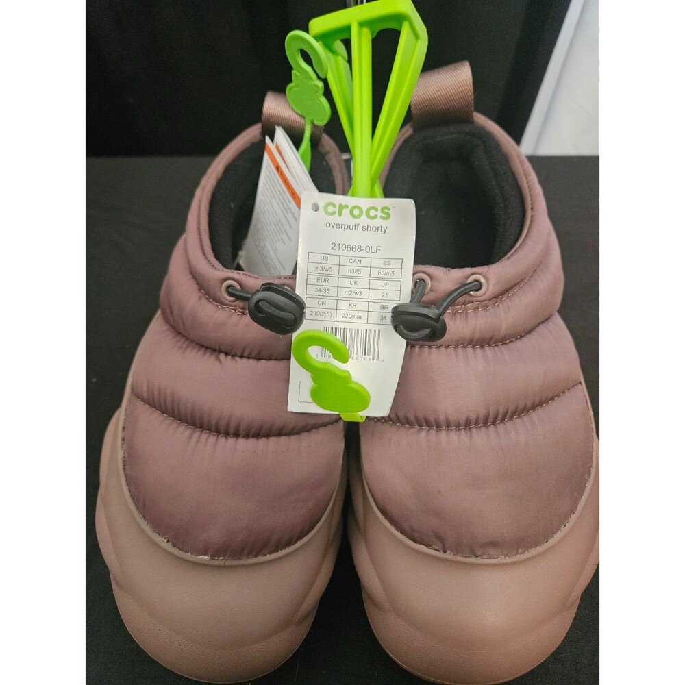 CROCS sz 5 Overpuff Shorty Clogs in TRUFFLE color NWT